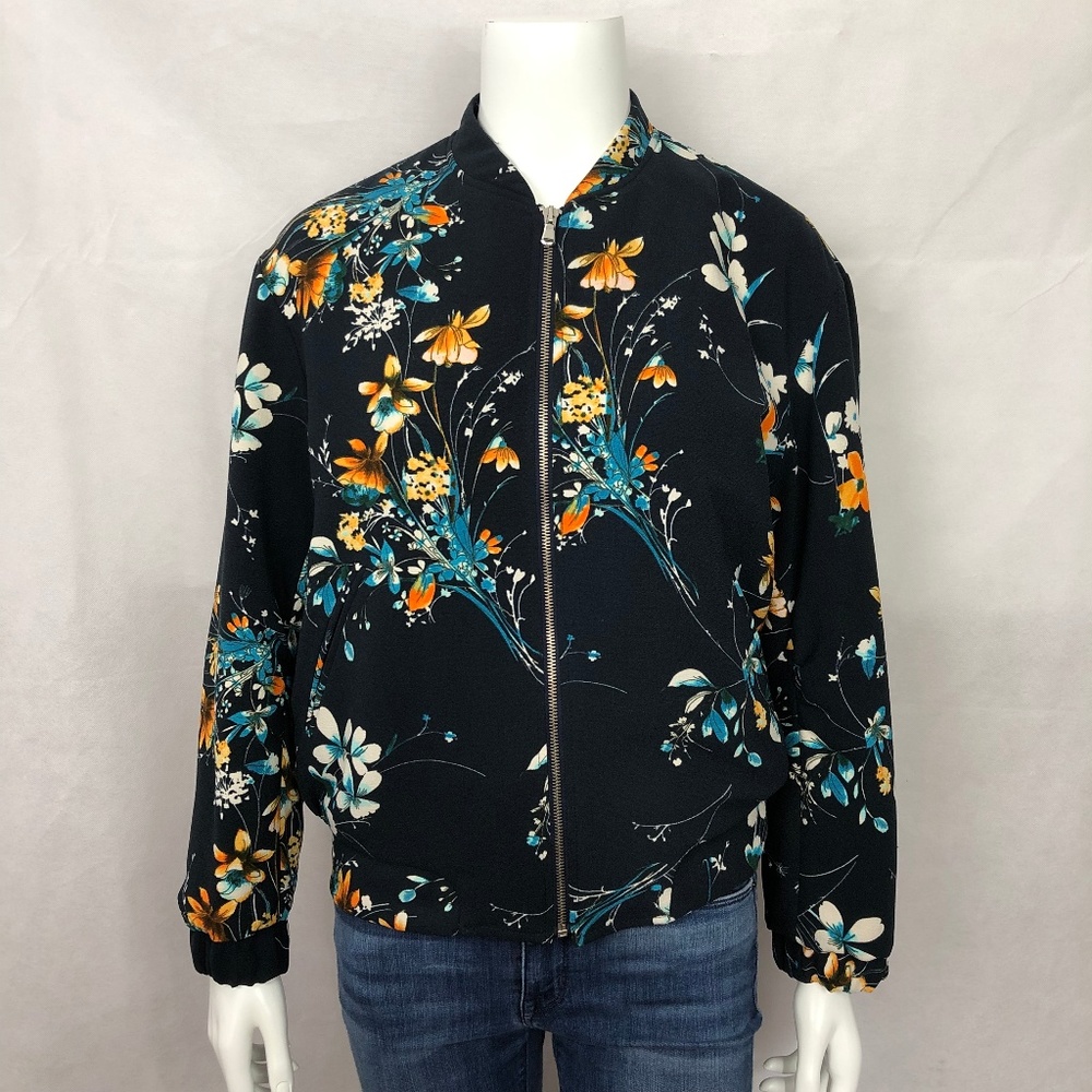New Zara Floral Bomber Jacket Coat S